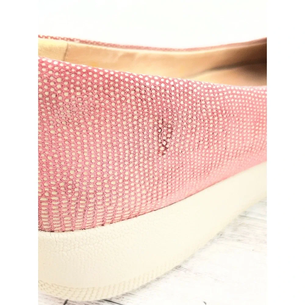 FitFlop Supercomff Women Loafers Rose Red Textured Slip On‎ Flats Size 8.5